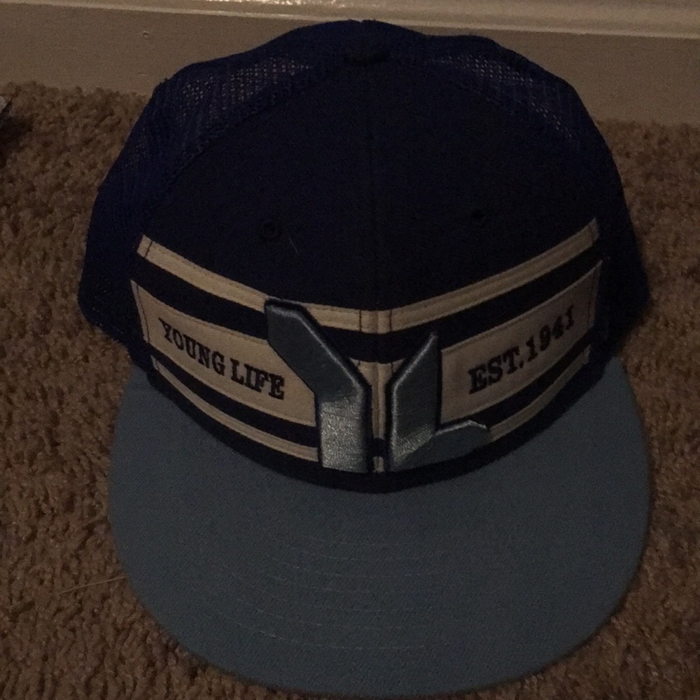 Blue Young Life flatbill snapback hat